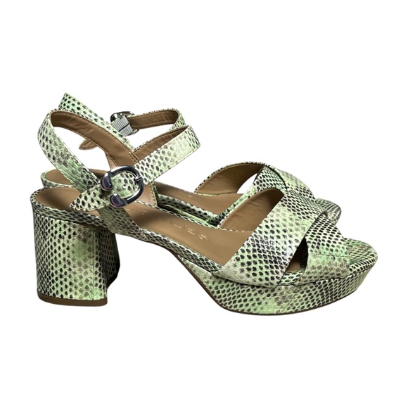 Aerosoles Cosmos Sandals Size 8.5 Gleam Snake Print Leather Platform Block Heel - Picture 3 of 12